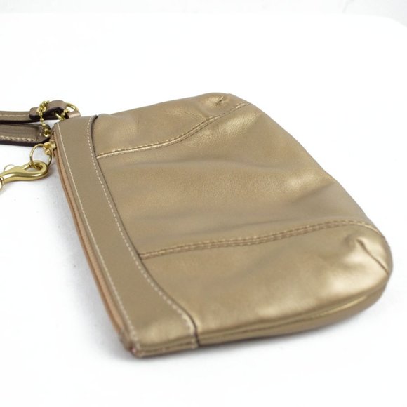 Coach Gold Leather Pleated Wristlet - Picture 9 of 11